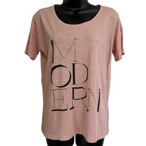 J. Crew Women Tee Shirt Size Small S Graphic Modern Short Sleeve Scoop Pink New